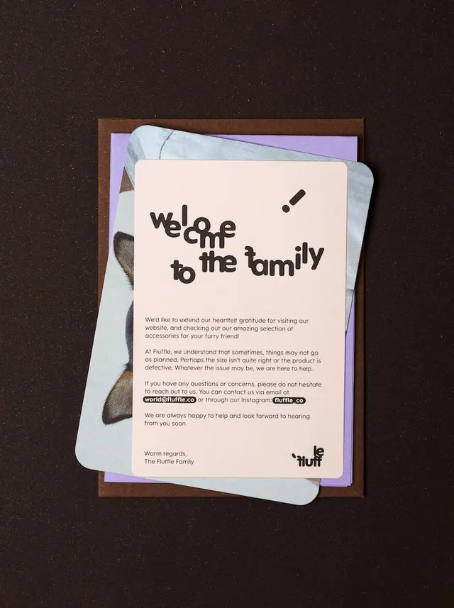 Fluffle handwritten welcome card, minimal, retro, light