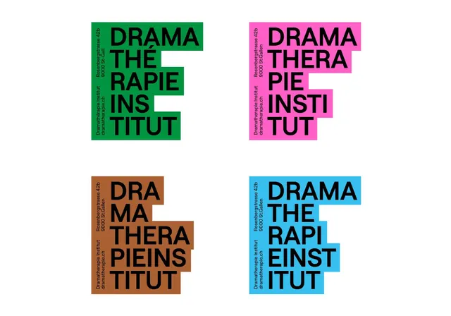 Drama Therapeutische Institut: four-color type specimen, geometric, minimal, vibrant