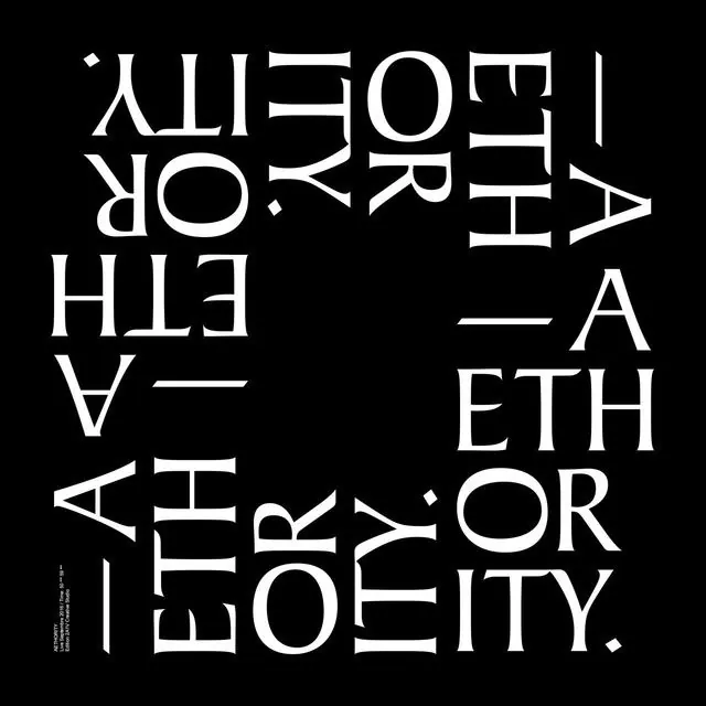 Geometric sans-serif type poster with rotated letter grid, minimal, geometric, dark