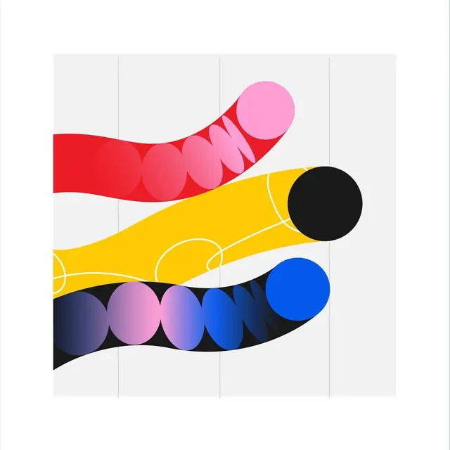 Ribbon gesture illustration with color spectrum, abstract, geometric, vibrant