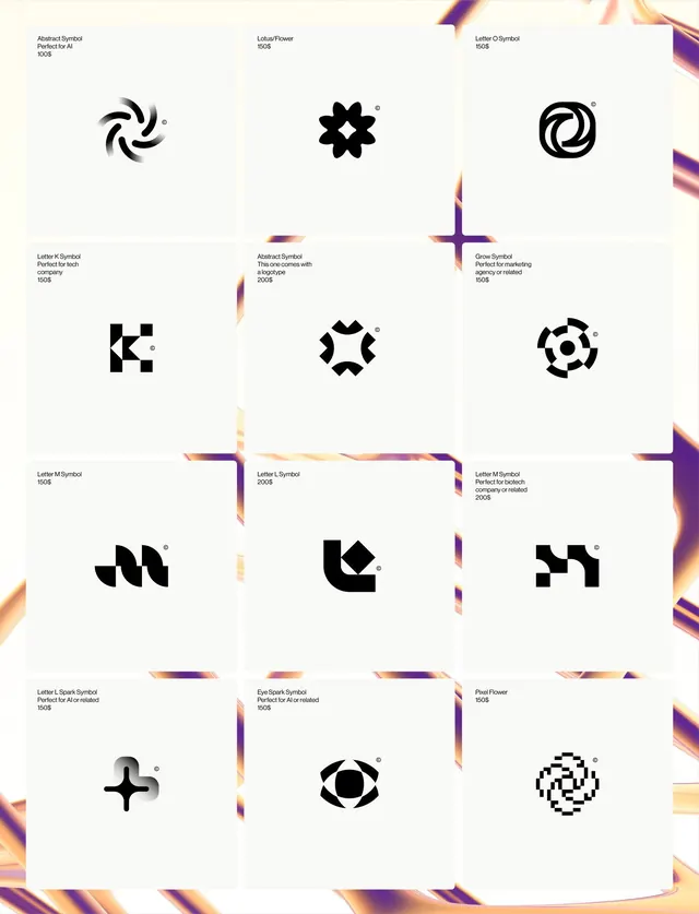 Modular geometric icon system, geometric, minimal, light