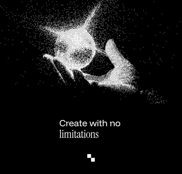 Stippled dispersed head abstract brand mark, abstract, minimal, dark