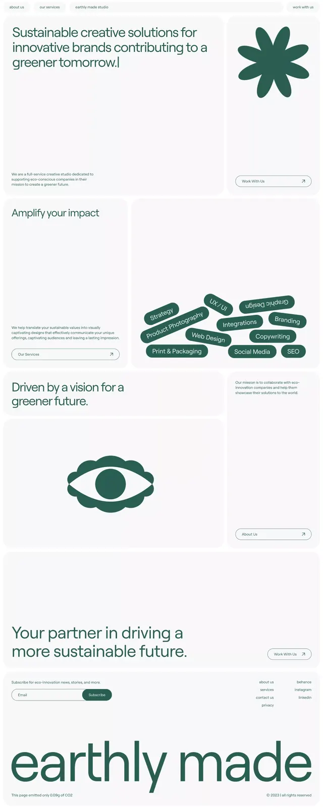 Earthly Made sustainable brand identity, minimal, organic, light