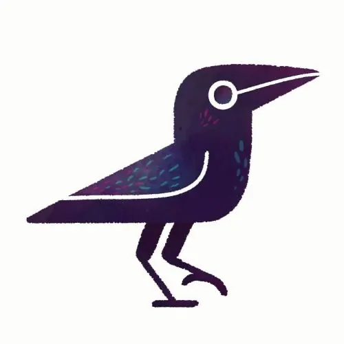 Dark bird silhouette with geometric feathers, illustrated, minimal, dark