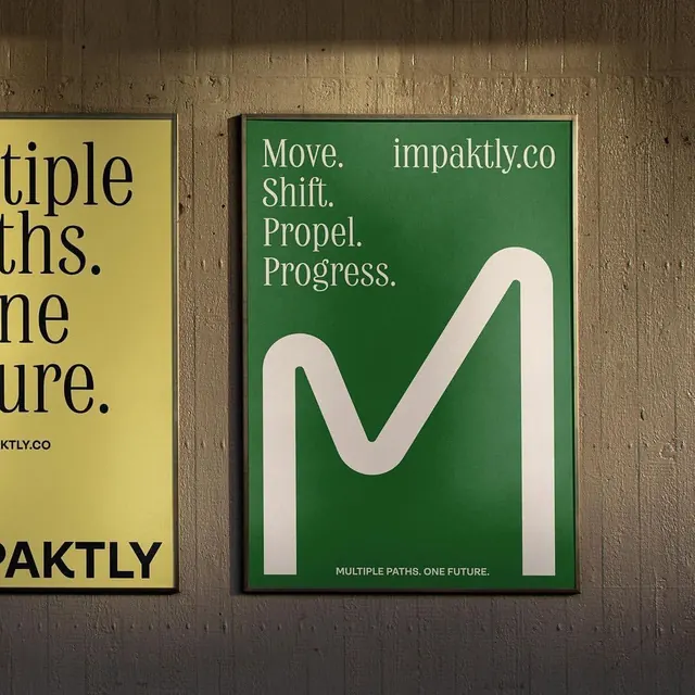 Impaktly: High-contrast color-blocked posters, minimal, corporate-clean, vibrant