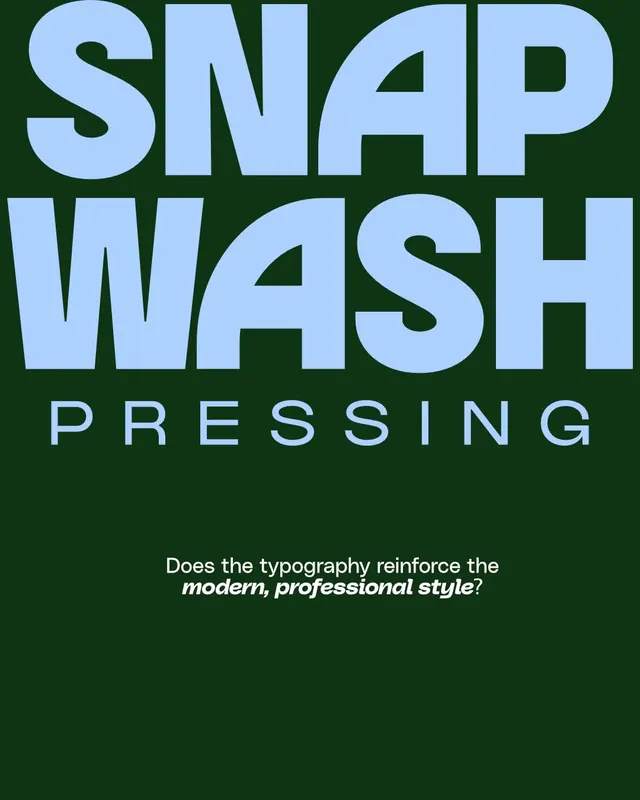 SNAP WASH stacked typography branding, minimal, geometric, high-contrast