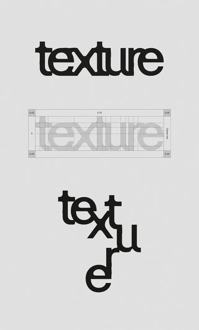 Texture typeface exploration with grid construction, minimal, geometric, dark