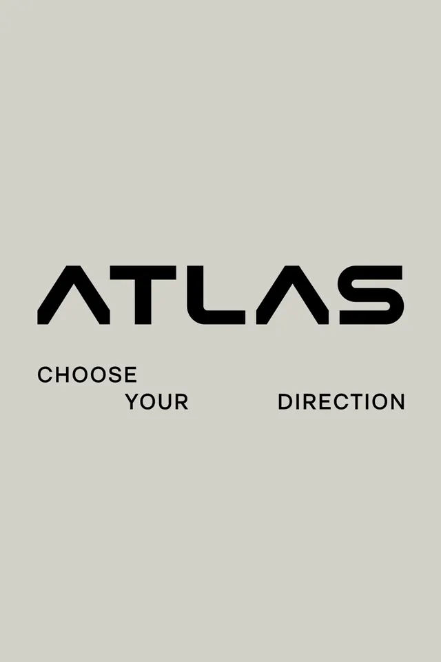 ATLAS: Modern geometric sans-serif, minimal, geometric, dark