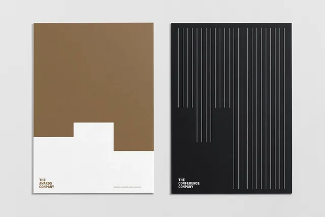 Two-voice identity with contrasting geometric systems, minimal, geometric, dark