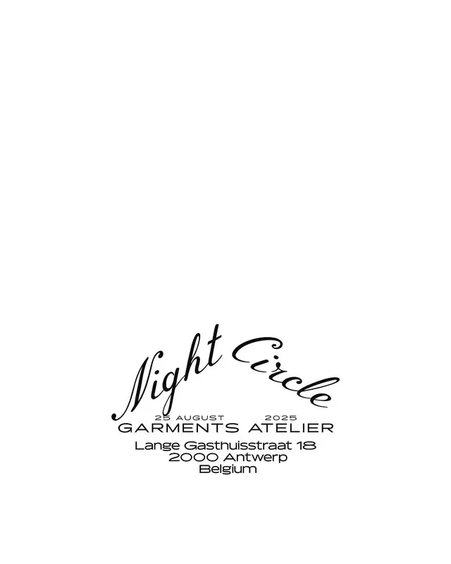 Night Circle garments atelier type specimen, minimal, dark