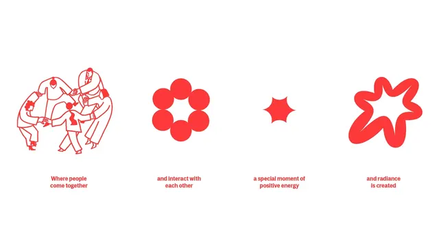 Community and energy icon system, minimal, line-art, warm