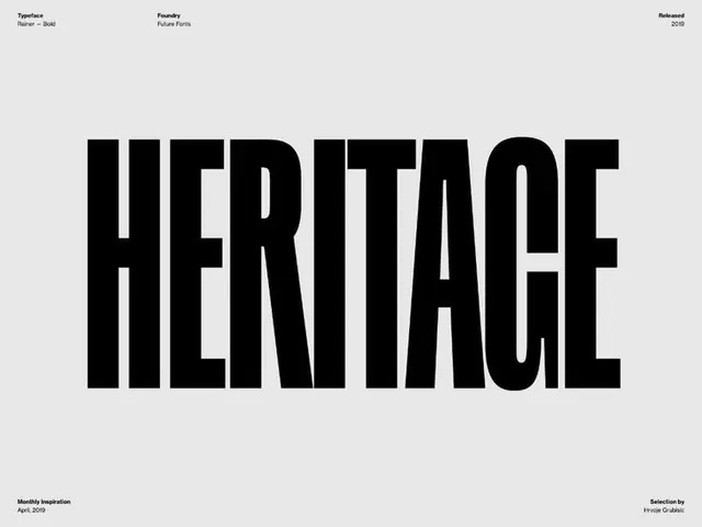 Heritage bold sans-serif type specimen, minimal, monochrome, dark