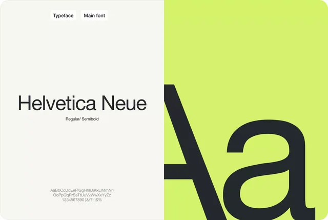 Helvetica Neue split-screen type system, minimal, technical, light
