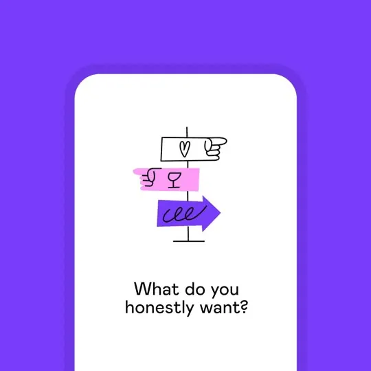 Question-driven icon system with bold purple, minimal, line-art, light
