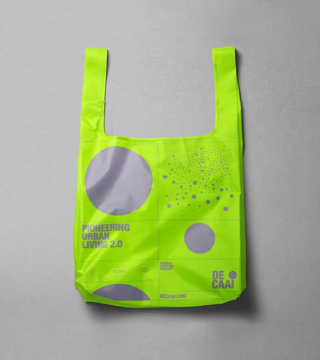 DE CAAI neon green shopper bag, minimal, geometric, neon
