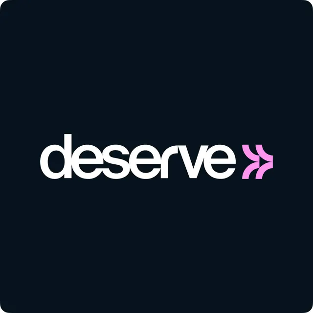 Deserve horizontal wordmark on navy, minimal, geometric, dark