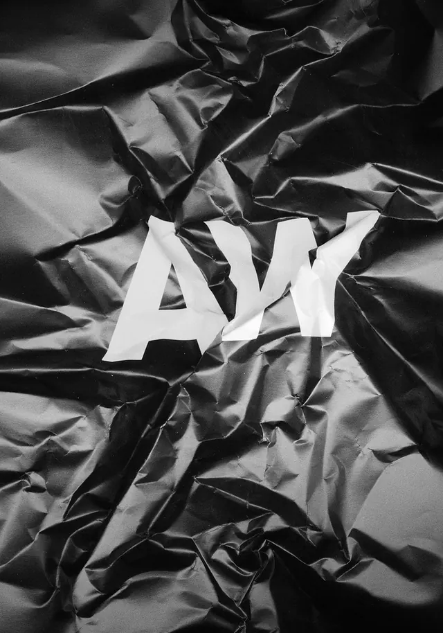 AW Monogram on Crinkled Foil, minimal, monochrome, monochrome