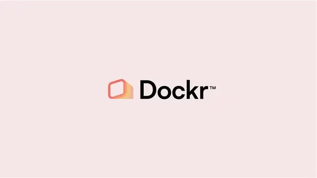 Dockr logo, geometric, minimal, dark