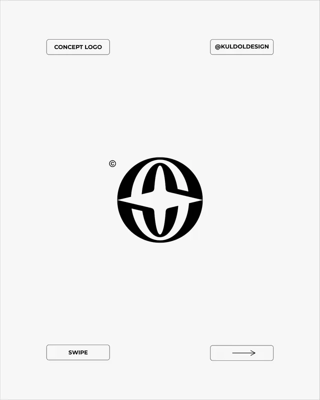 Circled four-pointed star logo, minimal, geometric, dark