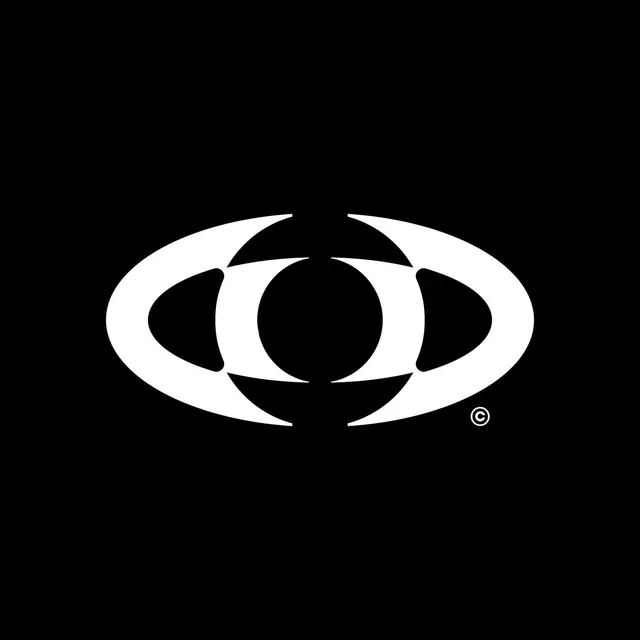 Interlocking oval abstract logo, minimal, geometric, monochrome