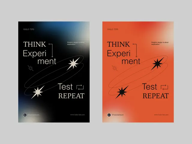 Paired typography posters with minimal icons, minimal, geometric, dark