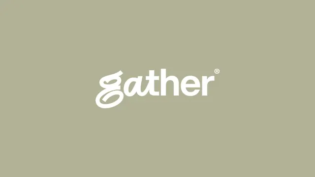 Gather wordmark with organic loop detail, minimal, organic, light