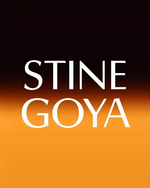 Stine Goya gradient wordmark, minimal, gradient-heavy, dark