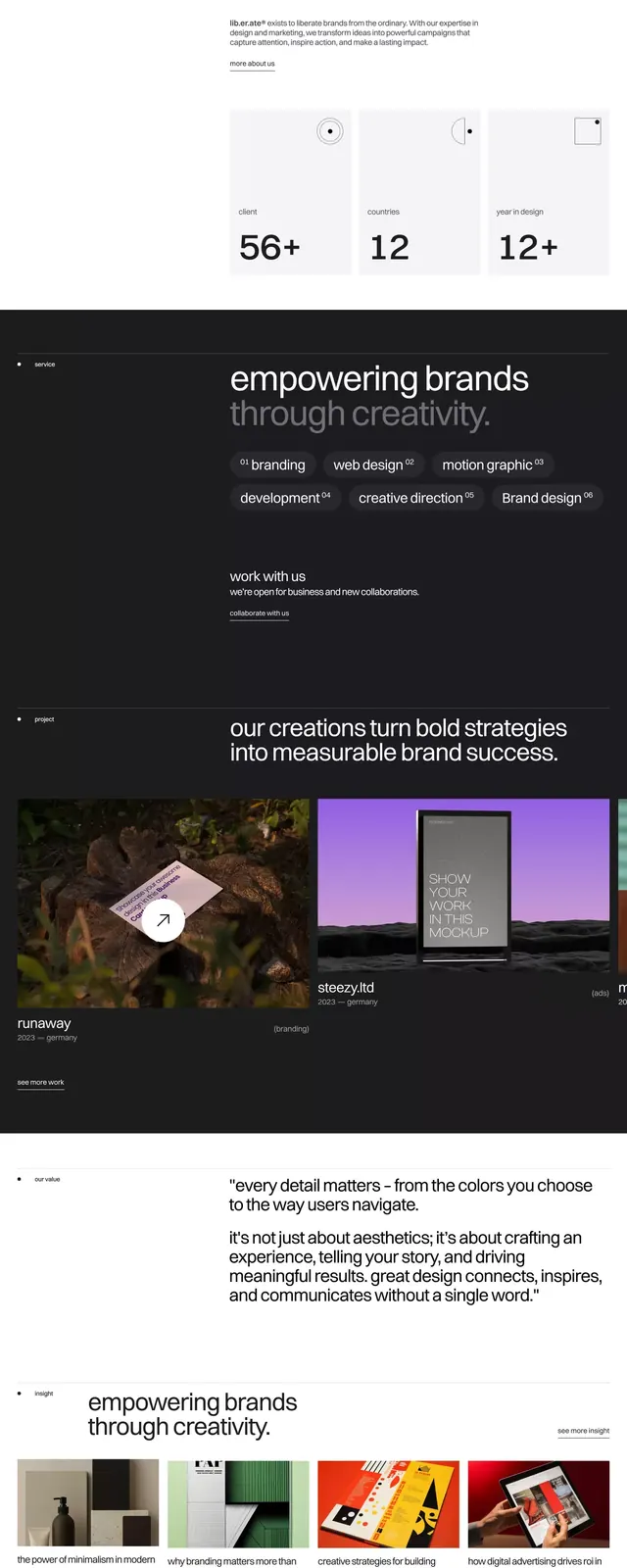 Liberate brand dark identity system, minimal, dark-mode, dark