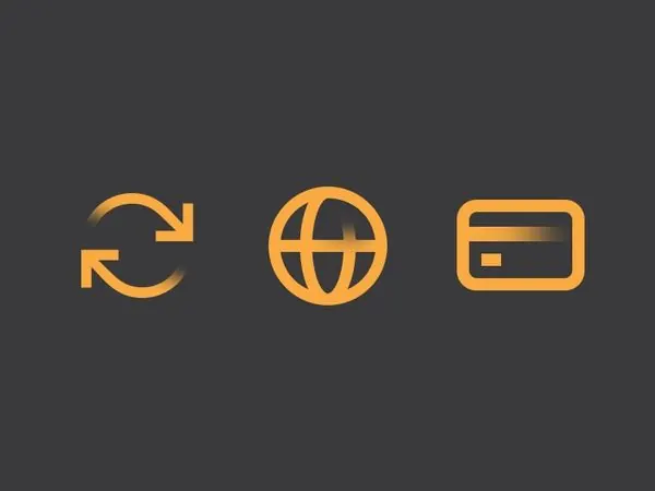 Golden icon system for fintech, minimal, geometric, dark