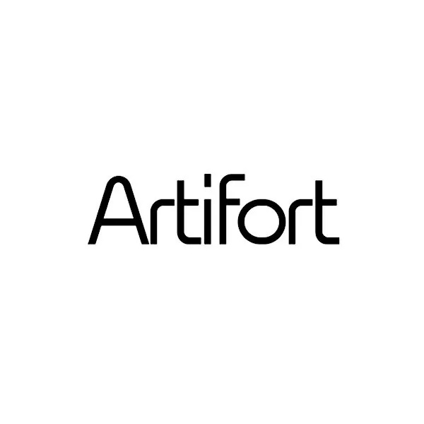 Artifact wordmark with geometric letterforms, minimal, geometric, dark