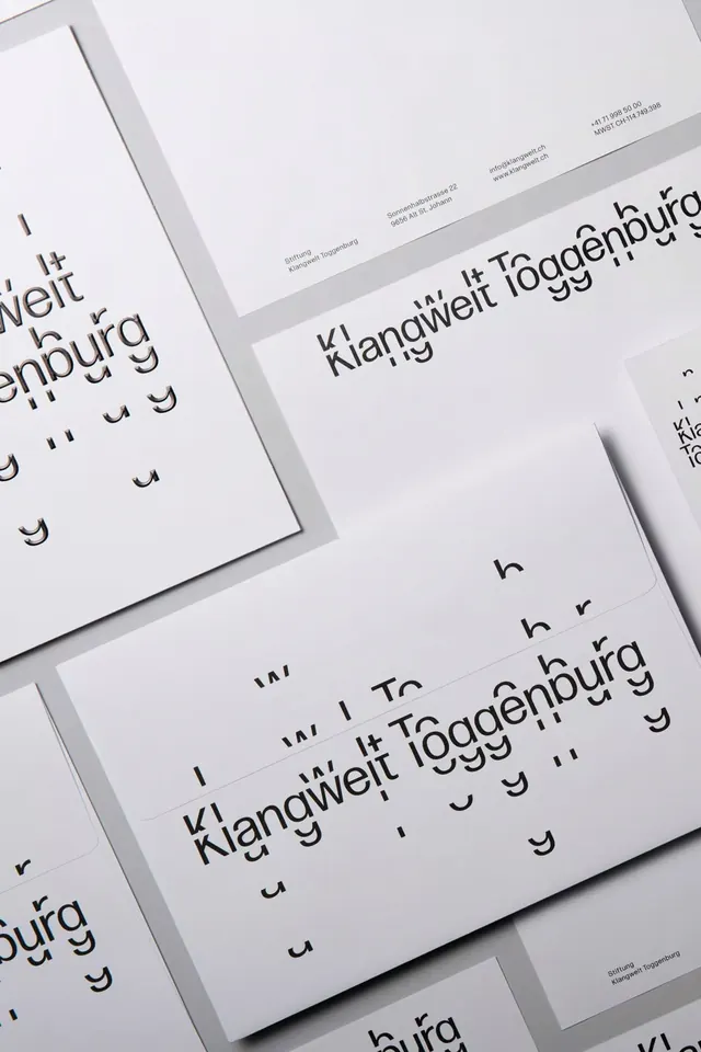 Klangwelt Foggenburg minimal identity stationery, minimal, swiss, light