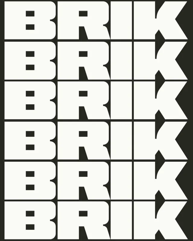 BRICK brutalist typographic grid, brutalist, geometric, monochrome