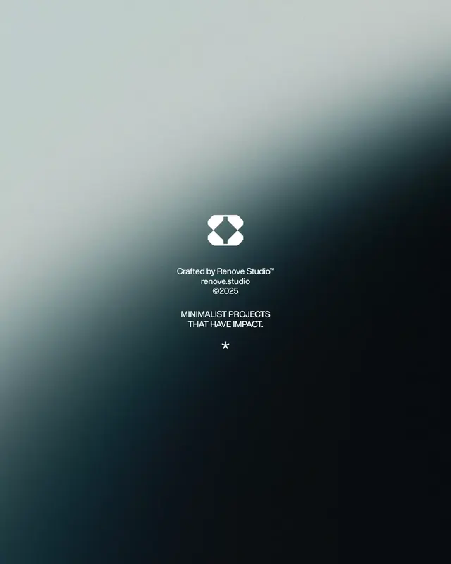 Renove Studio brand system, minimal, corporate-clean, cool