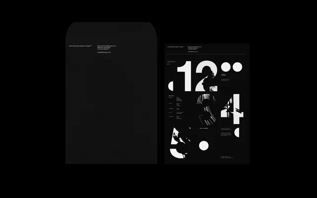 Maria Taboada monochrome identity system, minimal, editorial, dark