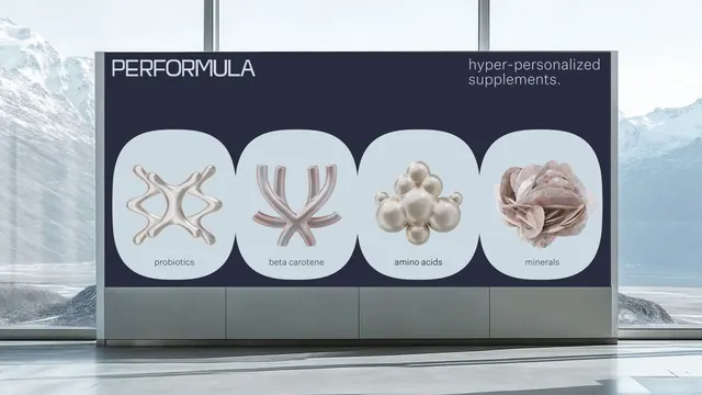 Premium supplement ingredient showcase, minimal, modern, cool