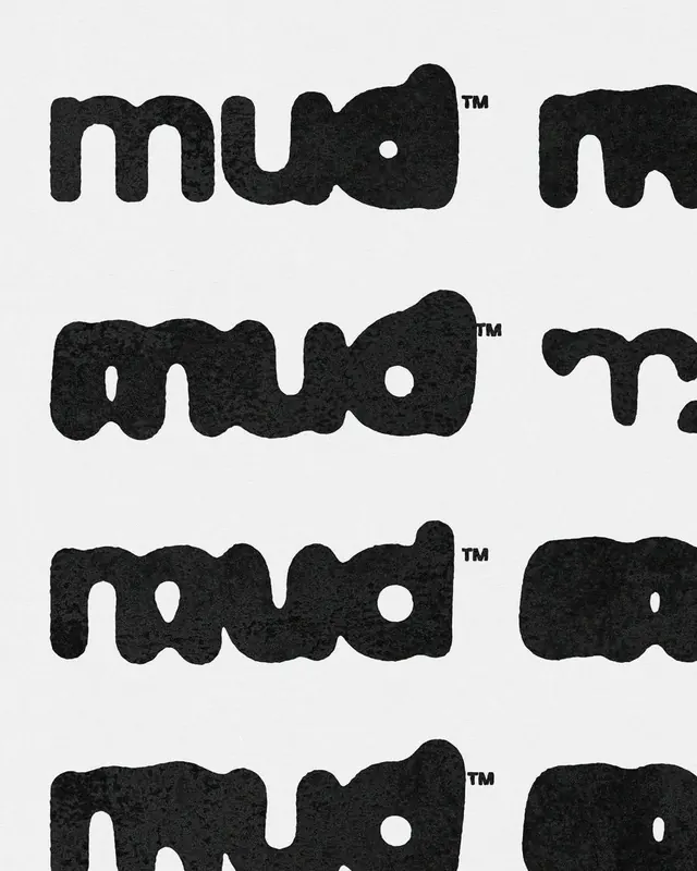 Mud textured wordmark variations, organic, brutalist, dark