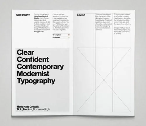 Neue Haas Grotesk type specimen spread, minimal, swiss, light