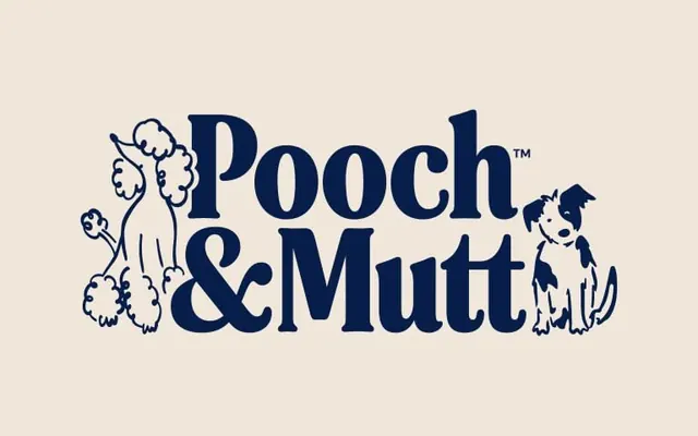 Pooch & Mutt vintage dog logo with serif, retro, minimal, light