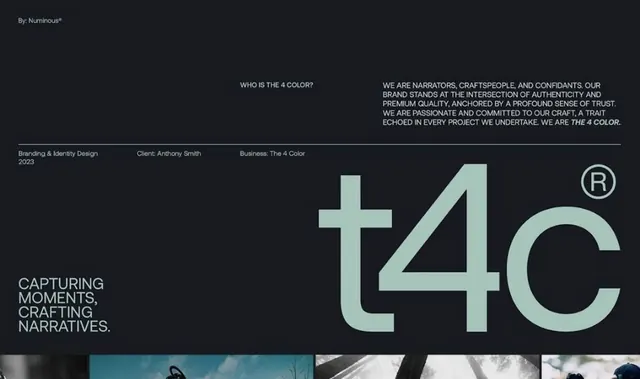 The 4 Color brand identity system, minimal, corporate-clean, dark