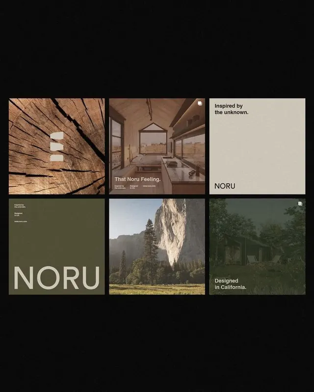 Earthy modular editorial grid with natural typography, minimal, organic, earthy