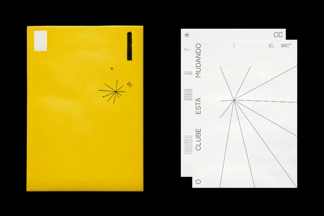 Swiss-system editorial diptych with radial diagram, minimal, swiss, high-contrast