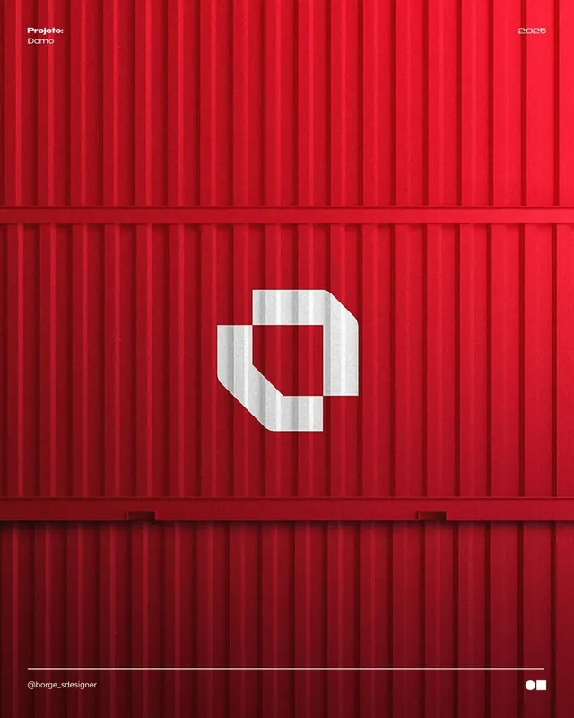 Domo project identity with crimson-ribbed texture, minimal, geometric, warm