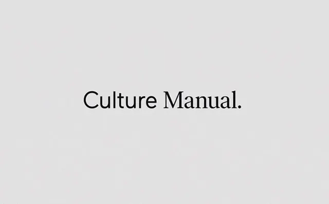 Culture Manual serif title card, minimal, editorial, light