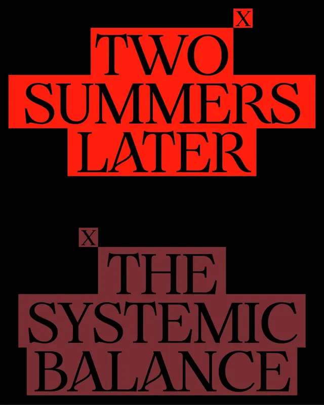 Stacked editorial type specimen with bright red and maroon, minimal, editorial, dark