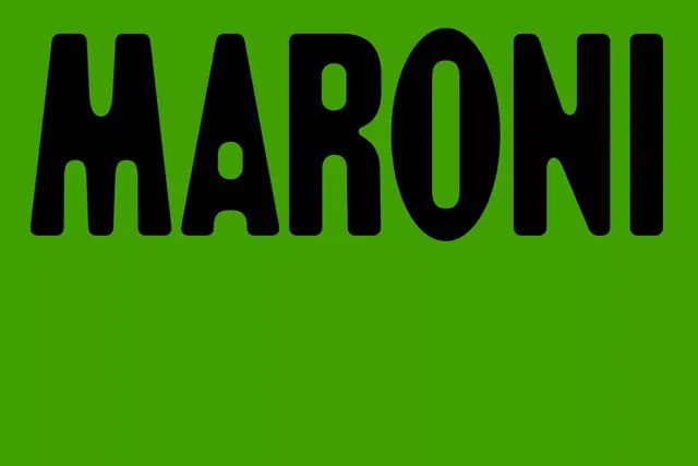 MARONI neon-green monogram, minimal, geometric, dark
