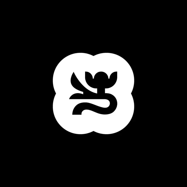 Minimal plant and hand gesture logo, minimal, abstract, dark