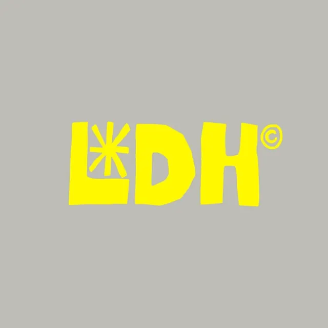 LDH wordmark with starburst icon, minimal, geometric, warm