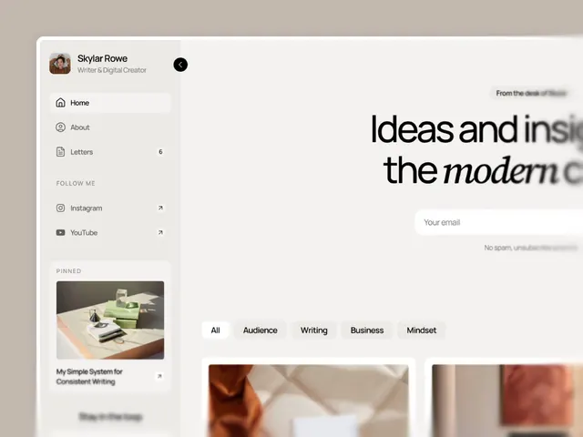 Skylar Rowe writer portfolio sidebar nav, minimal, editorial, light