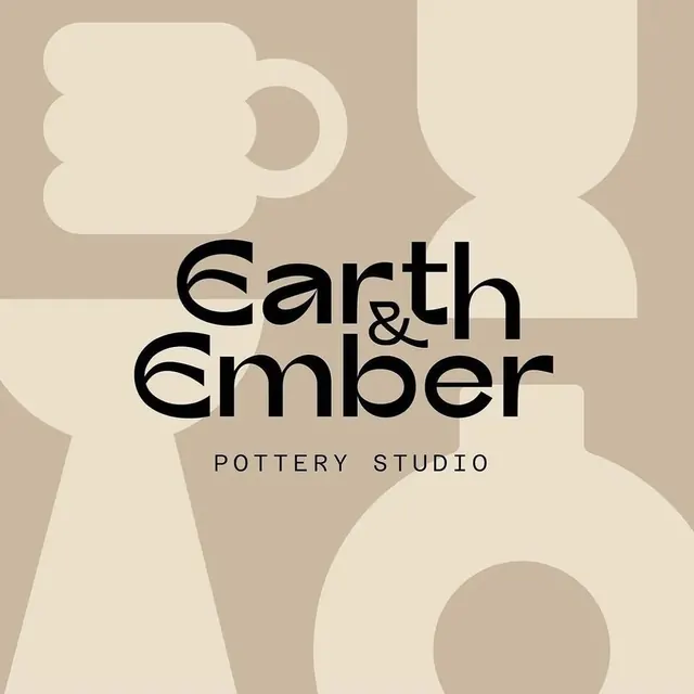 Earth & Ember logo, geometric, luxury, dark