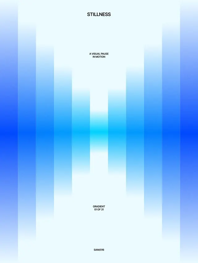 Vertical blue gradient bars with centered text, minimal, gradient-heavy, cool